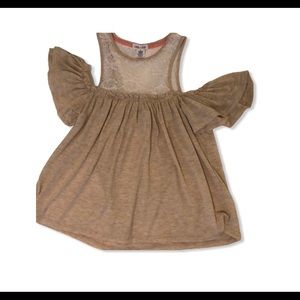 Clover + Scout Off the Shoulder Ruffled & Lace top